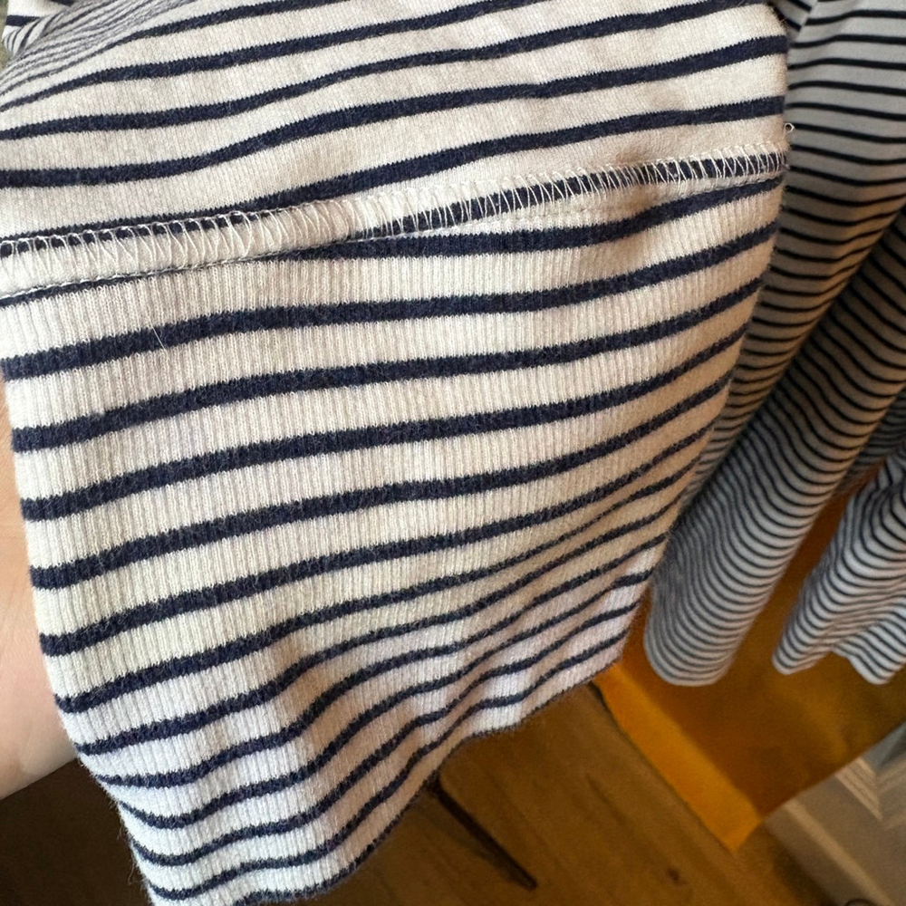 Chico's Zenergy White & Navy Striped Open Cardigan L 12/14 asymmetrical nautical - Picture 6 of 7